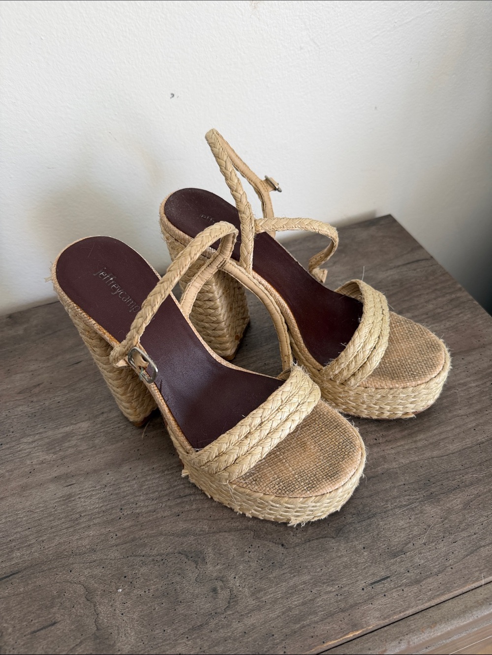 Jeffrey Campbell Natural Braided Platform Slingbacks